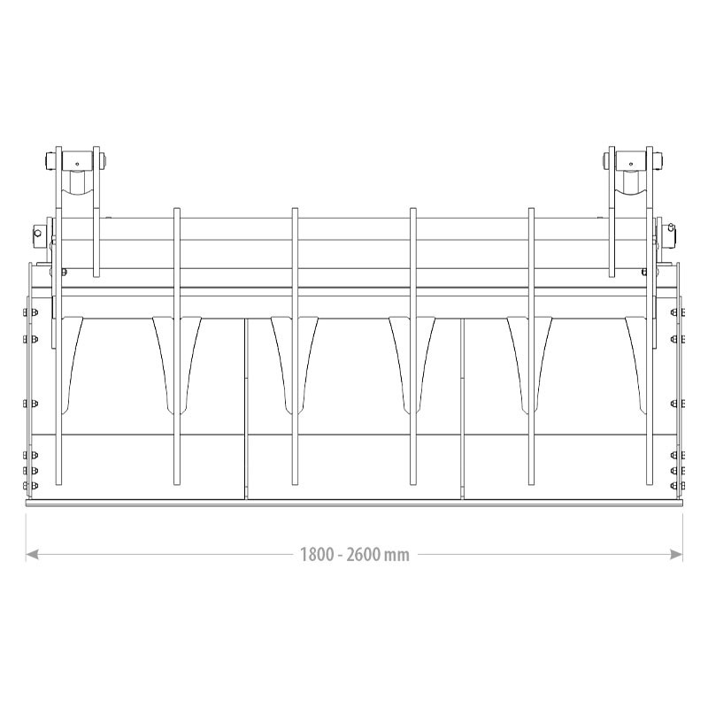 godet multiservice avec grappins robustes