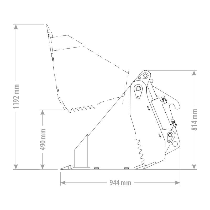 Schéma du godet 4x1 agricole standard