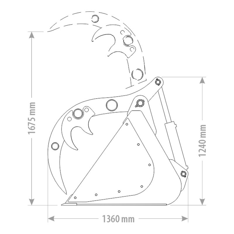 Godet grappin multifonction grand volume
