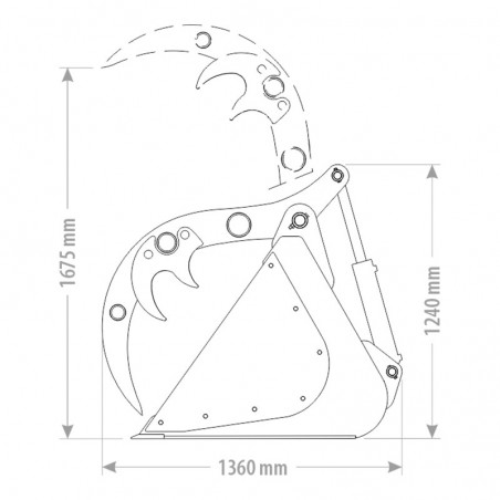 Godet grappin multifonction grand volume