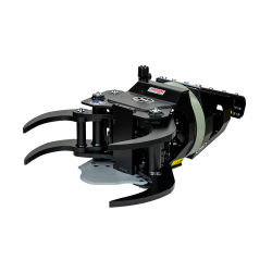 Grappin coupeur JAK 300R GEN4 pour pelle de 12 à 20 t, vue trois quarts avec rotation en option