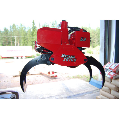 MECANIL SG160 RC G2, griffes fermées sur grue forestière